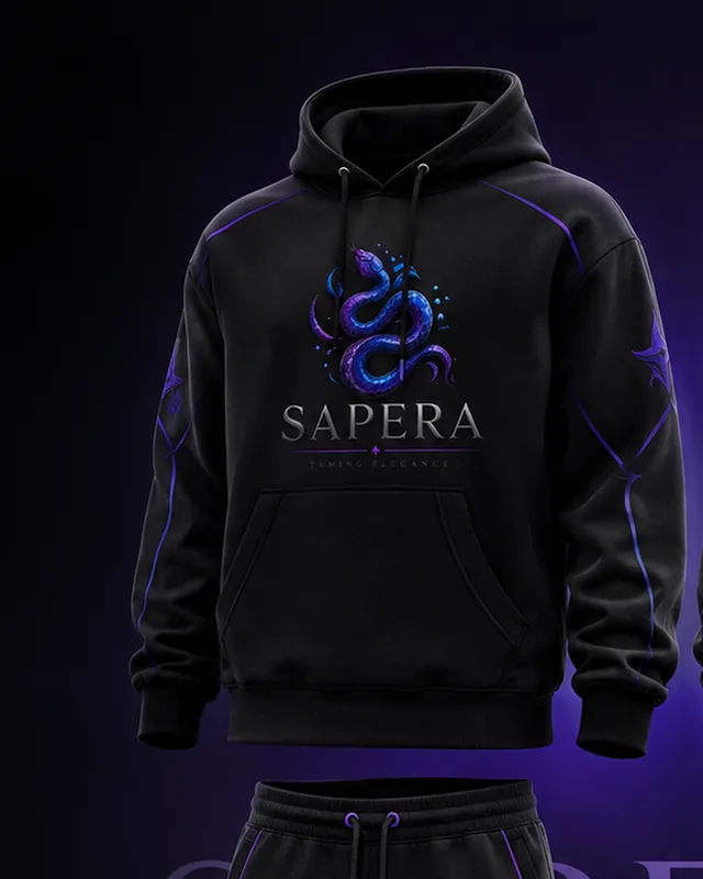 Serpent Hoodie in black, front view