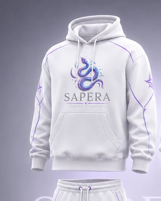 Serpent Hoodie in white, front view